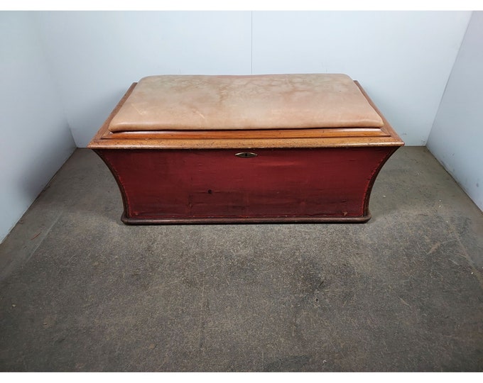 Mid 1800,s Wooden Flip Top Chest With Leather Top # 194440  Shipping is not free please conatct us before purchase Thanks
