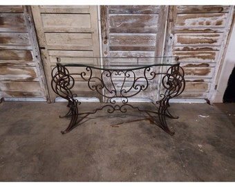 1940,S Cast Iron Console With Glass Top # 186970 Shipping is not free please conatct us before purchase Thanks