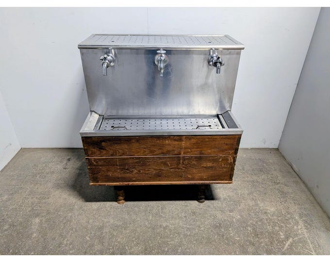 Unique Prohibition Era 1920,s Stainless Copper And Oak Sink On Stand # 198774 Shipping is not a 1.00 Shipping is not free