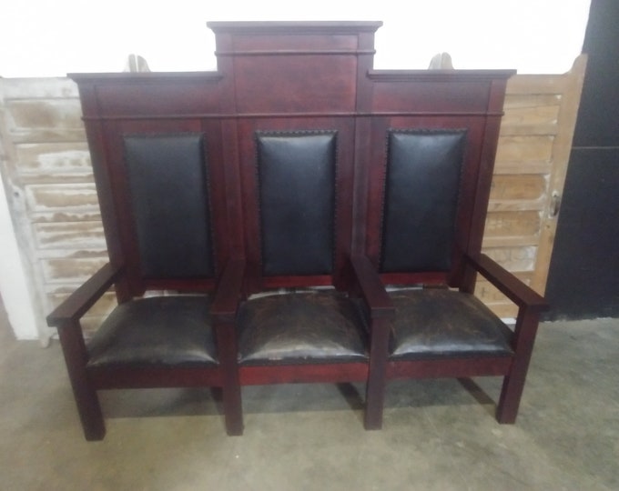 1840'S High Back Court House Bench # 184316 Shipping is not free please conatct us before purchase Thanks Active Channel settings
