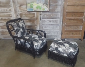 1900'S Rattan Chair And Ottoman # 183711 Shipping is not free please conatct us before purchase Thanks