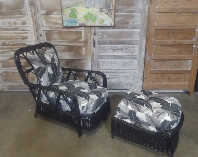 1900'S Rattan Chair And Ottoman # 183711 Shipping is not free please conatct us before purchase Thanks