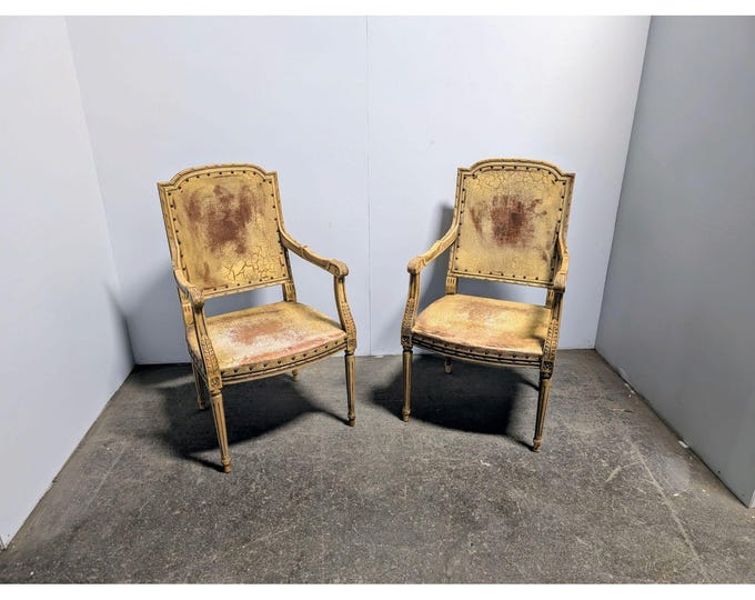 Pair Or 1950,s French Style Monastery Chairs # 201317 Shipping is not a 1.00 Shipping is not free please contact us before purchase Thanks
