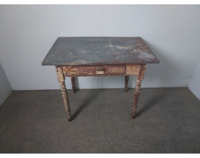 Mid 1800,s One Drawer Zinc Top Table # 193832 Shipping is not free please conatct us before purchase Thanks