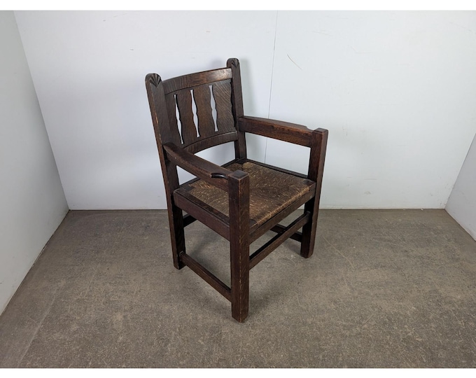 1940,s Mission Style Rush Seat Arm Chair # 196328 Shipping is not a 1.00 Shipping is not free please contact us before purchase Thanks