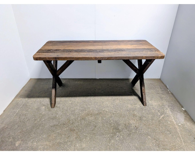 1920,s Primitive Sawbuck Leg Table # 200989 Shipping is not a 1.00 Shipping is not free please contact us before purchase Thanks
