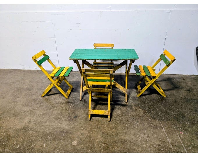 Late 1800,s Folding Picnic Table And Four Chairs # 201353 Shipping is not a 1.00 Shipping is not free please contact us before purchase