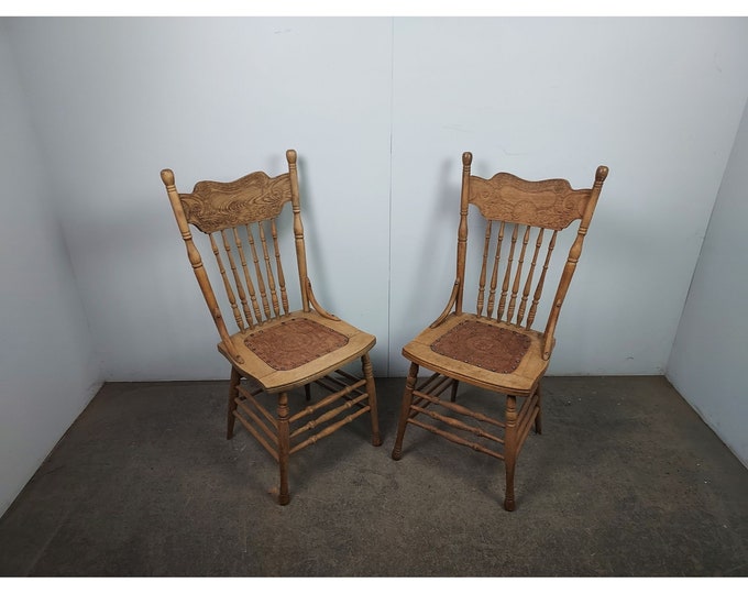 Pair Of 1940,s Oak Spindle Back Chairs # 194193 Shipping is not free please conatct us before purchase Thanks