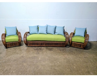 1920,s Split Reed Settee And Two Arm Chairs # 200762 Shipping is not a 1.00 Shipping is not free please contact us before purchase Thanks
