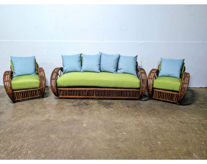 1920,s Split Reed Settee And Two Arm Chairs # 200762 Shipping is not a 1.00 Shipping is not free please contact us before purchase Thanks