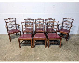 Set von Acht 1940er Jahre Ribbon Back Esszimmerstühle # 200015 Der Versand ist nicht a 1,00 Der Versand ist nicht kostenlos