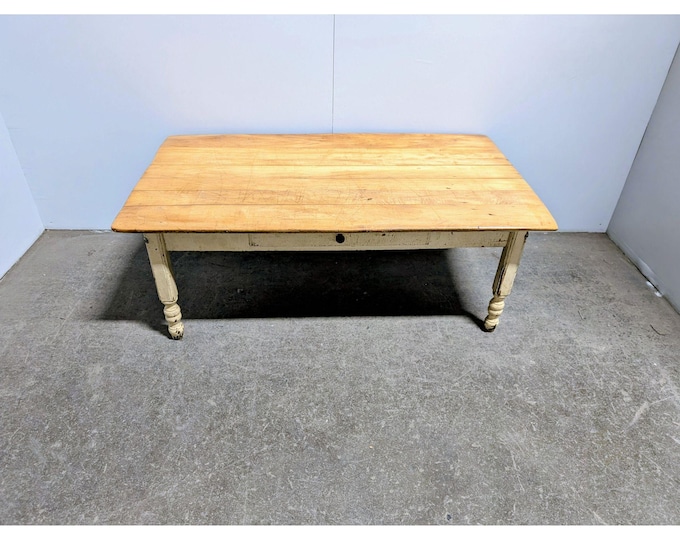 Late 1800,s One Drawer Pine Farm Table Now A Wonderful Coffee Table # 199390 Shipping is not a 1.00