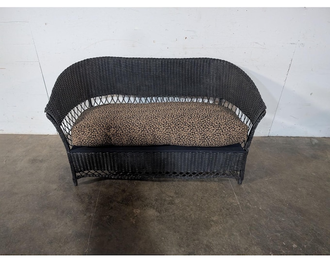 1930,s Black Painted Wicker Settee # 197427 Shipping is not a 1.00 Shipping is not free please contact us before purchase Thanks