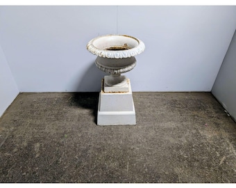 Elegant 1920,s Cast Iron Planter Urn On Pedestal # 200656 Shipping is not a 1.00 Shipping is not free please contact us before purchase