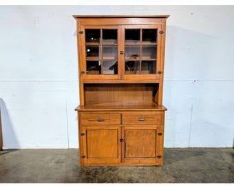 Vintage Oak Step Back Cupboard # 197686 Shipping is not a 1.00 Shipping is not free please contact us before purchase Thanks