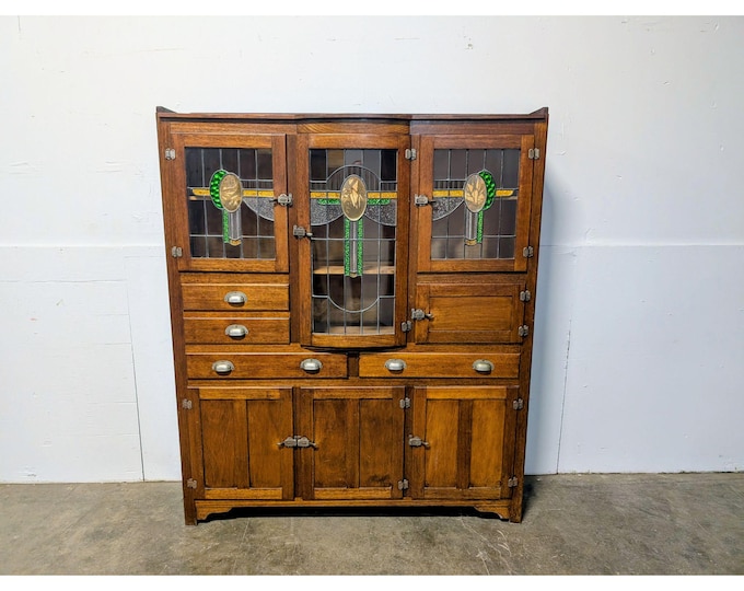 1890,s Cabinet With Stain Glass Panels # 199758 Shipping is not a 1.00 Shipping is not free please contact us before purchase Thanks