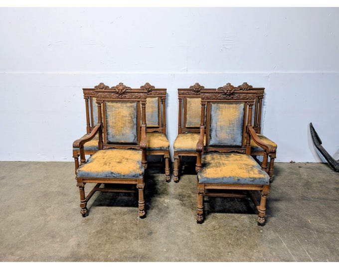 Set Of Six 1850,s Carved Oak Chairs # 201277 Shipping is not a 1.00 Shipping is not free please contact us before purchase Thanks