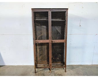 1890,s Iron And Mesh Two Door Locker # 198563 Shipping is not a 1.00 Shipping is not free please contact us before purchase Thanks