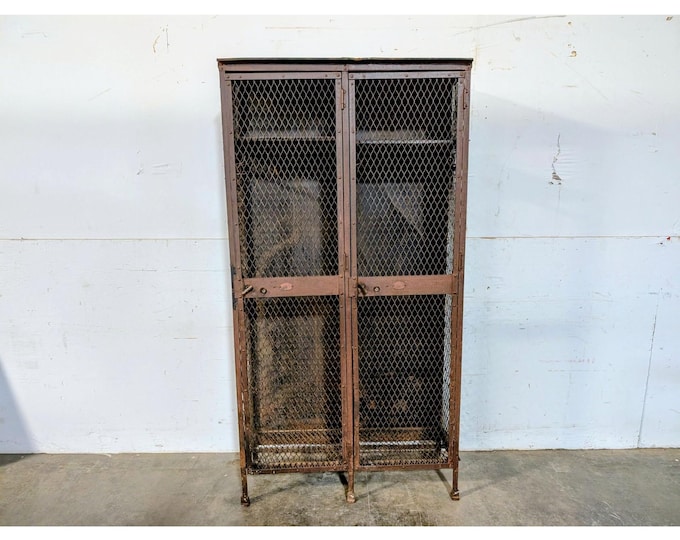 1890,s Iron And Mesh Two Door Locker # 198563 Shipping is not a 1.00 Shipping is not free please contact us before purchase Thanks