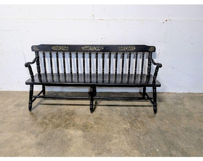 1940,s Paint Decorated Spindle Back Bench # 198479 Shipping is not a 1.00 Shipping is not free please contact us before purchase Thanks
