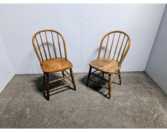 Pair Of Mid 1800,s Oak Hoop Back Chairs # 198301 Shipping is not a 1.00 Shipping is not free please contact us before purchase Thanks