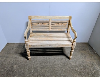 1940,s Painted Teak Slatted Bench # 199908 Shipping is not a 1.00 Shipping is not free please contact us before purchase Thanks