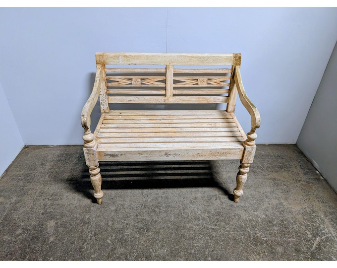 1940,s Painted Teak Slatted Bench # 199908 Shipping is not a 1.00 Shipping is not free please contact us before purchase Thanks