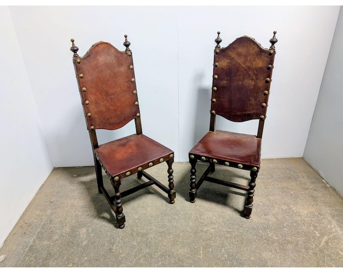 Pair Of 1840,s French Revival Leather Chairs # 200624 Shipping is not a 1.00 Shipping is not free please contact us before purchase Thanks