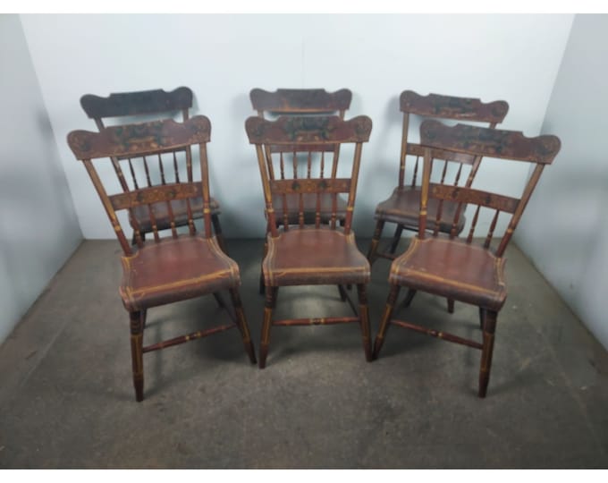 Set Of Six 1860,s Paint Decorated Chairs # 194349 Shipping is not free please conatct us before purchase Thanks