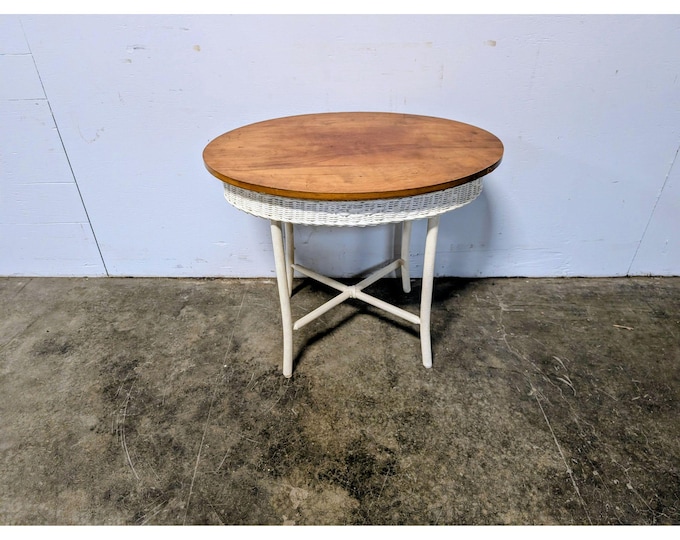 1920,s White Painted Oval Wicker Table # 201095 Shipping is not a 1.00 Shipping is not free please contact us before purchase Thanks