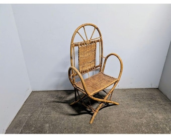 Statement 1950,s Bamboo And Split Reed High Back Arm Chair # 198532 Shipping is not a 1.00 Shipping is not free