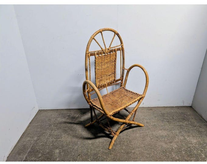 Statement 1950,s Bamboo And Split Reed High Back Arm Chair # 198532 Shipping is not a 1.00 Shipping is not free