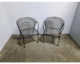 Pair Of 1940,s Iron And Mesh Arm Chairs # 200730 Shipping is not a 1.00 Shipping is not free please contact us before purchase Thanks