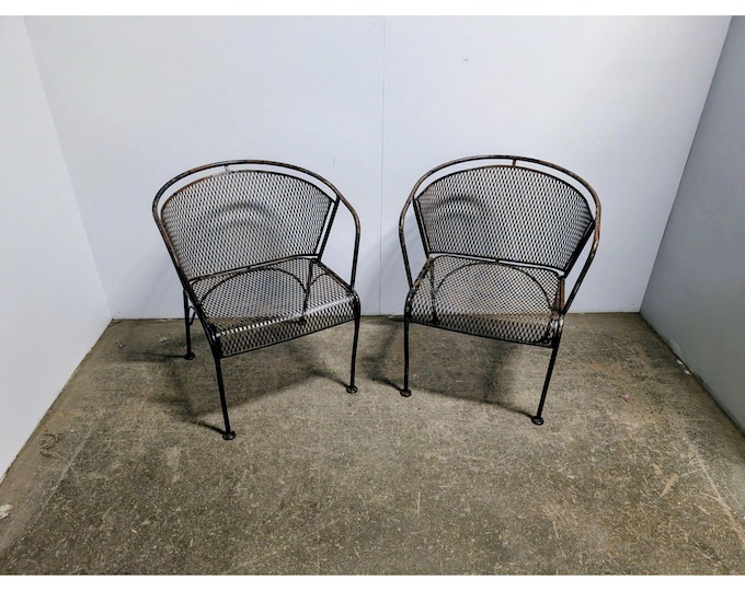 Pair Of 1940,s Iron And Mesh Arm Chairs # 200730 Shipping is not a 1.00 Shipping is not free please contact us before purchase Thanks