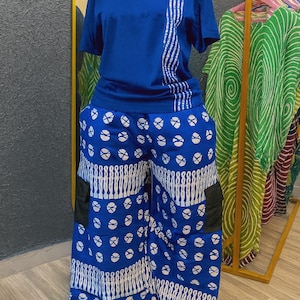 Handmade Ankara Two Piece Set: African Print T-Shirt & Wide Leg Pants