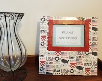 5x7 Military Themed - Hand Decorated Picture Frame
