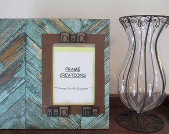 5x7 Dad and Me Themed - Hand Decorated Picture Frame