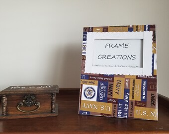 3x5 Navy Themed - Hand Decorated Picture Frame