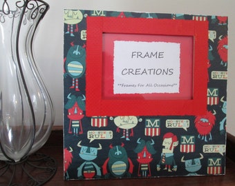 5x7 Monster Themed - Hand Decorated Picture Frame