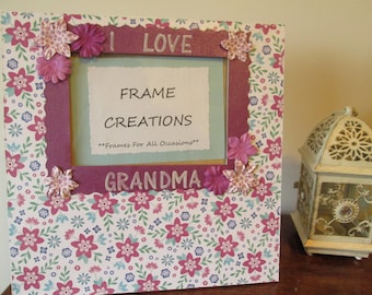 5x7 I Love Grandma Themed - Hand Decorated Picture Frame