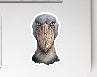 Grumpy Shoebill Sticker | Funny Stork Vinyl Decal for Laptops, Bottles