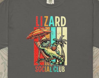 Lizard Shirt with Relaxed Tropical Social Club Chill Vibe for Reptile Lover