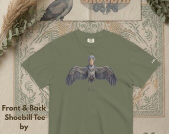 Shoebill Stork Shirt, Front and Back Wildlife Design | Father's Day Bird Watcher Apparel