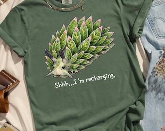 Leaf Sheep Sea Slug Shirt: "Shhh...I'm Recharging" Marine Biology Tee