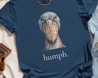 Grumpy Shoebill Stork "Humph" T-Shirt | Funny Bird Meme Tee on Comfort Colors
