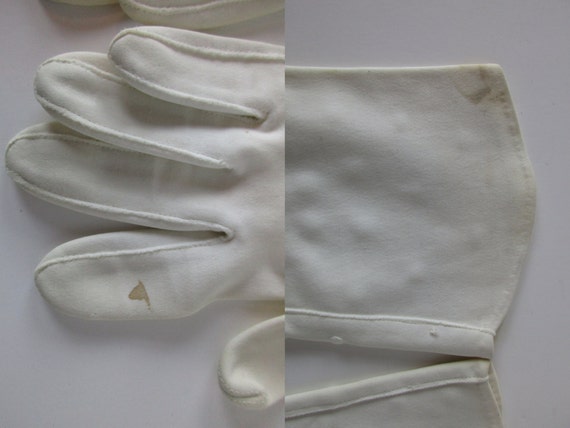 Embroidered White Gloves / 50's / 6.5 / embroider… - image 5