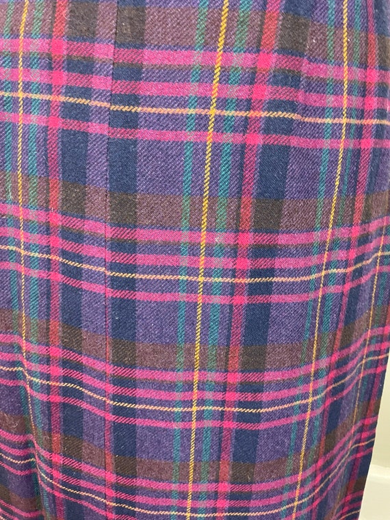 Purple Plaid Wool Wrap Skirt / 90's / medium - la… - image 5