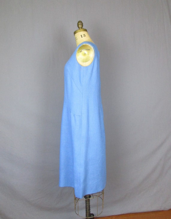 Sky Blue Sleeveless Shift Dress / 60's / large / … - image 3