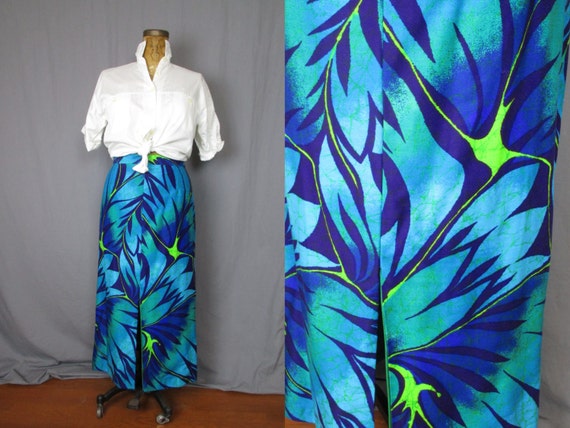 Jungle Print Maxi Skirt / 80's / large / floral br