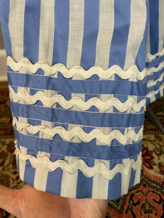 Blue & White Striped German Drop Waist Dress / 50… - image 6